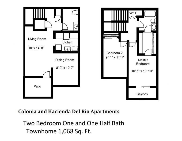 Arizona Ash Floor Plan Arizona Ash Floor Plan at at Colonia and Hacienda Del Rio Apartment Homes, 4545 North Via Entrada